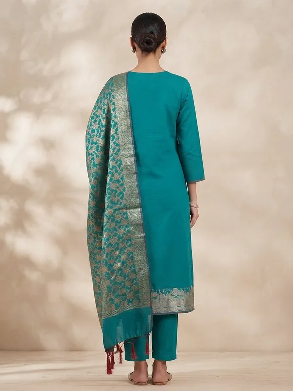 Sea_Green_Banarasi_Unstitched_Suit_Fabric_|_Cotton_Silk_Dress_Material_with_Zari_Weaving