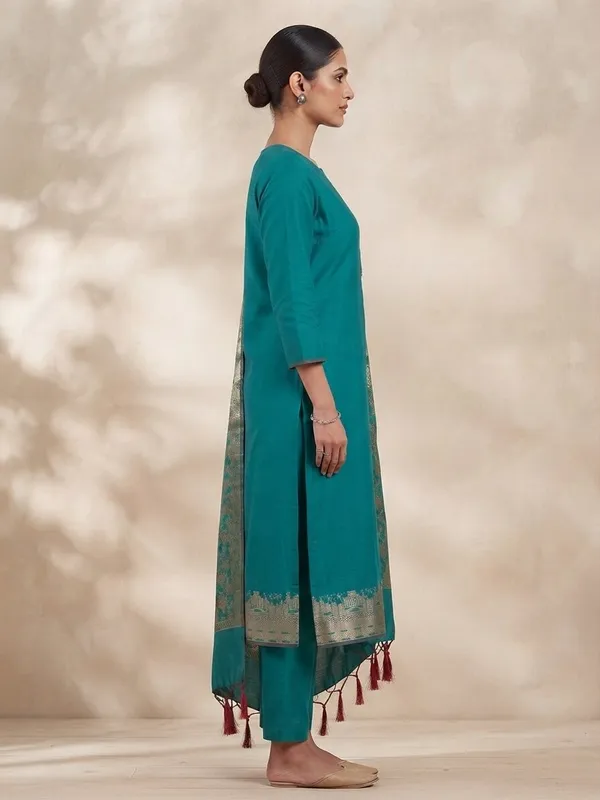 Sea_Green_Banarasi_Unstitched_Suit_Fabric_|_Cotton_Silk_Dress_Material_with_Zari_Weaving