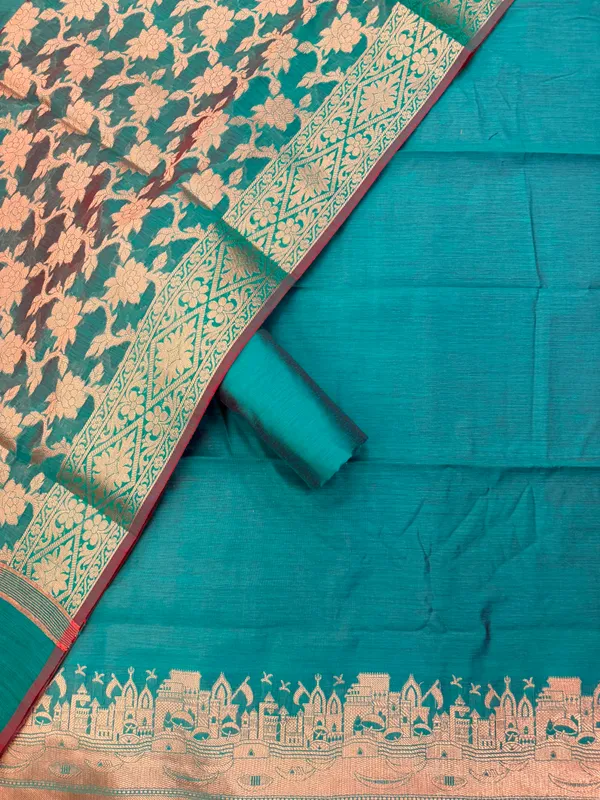 Sea_Green_Banarasi_Unstitched_Suit_Fabric_|_Cotton_Silk_Dress_Material_with_Zari_Weaving