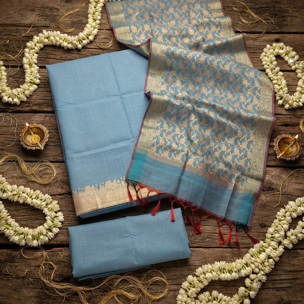 Light_Blue_Banarasi_Unstitched_Suit_Fabric_|_Cotton_Silk_Dress_Material_with_Zari_Weaving