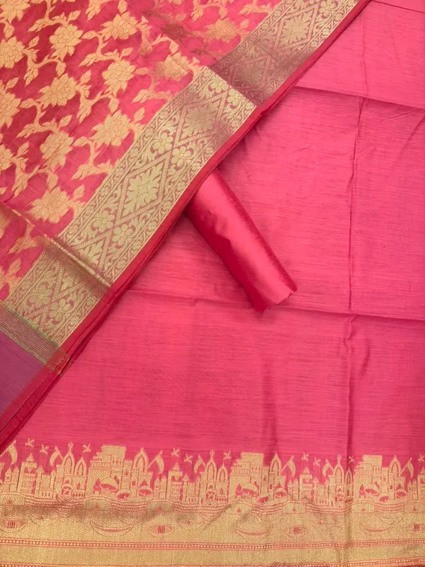 Light_Pink_Banarasi_Unstitched_Suit_Fabric_|_Cotton_Silk_Dress_Material_with_Zari_Weaving