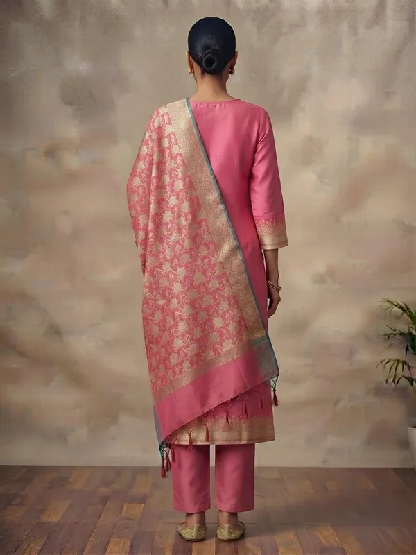 Light_Pink_Banarasi_Unstitched_Suit_Fabric_|_Cotton_Silk_Dress_Material_with_Zari_Weaving