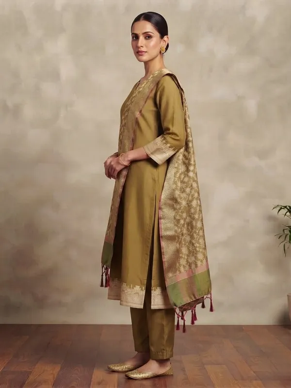 Mehendi_Banarasi_Unstitched_Suit_Fabric_|_Cotton_Silk_Dress_Material_with_Zari_Weaving