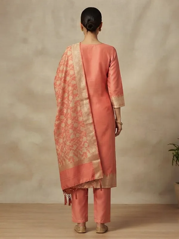 Peach_Banarasi_Unstitched_Suit_Fabric_|_Cotton_Silk_Dress_Material_with_Zari_Weaving