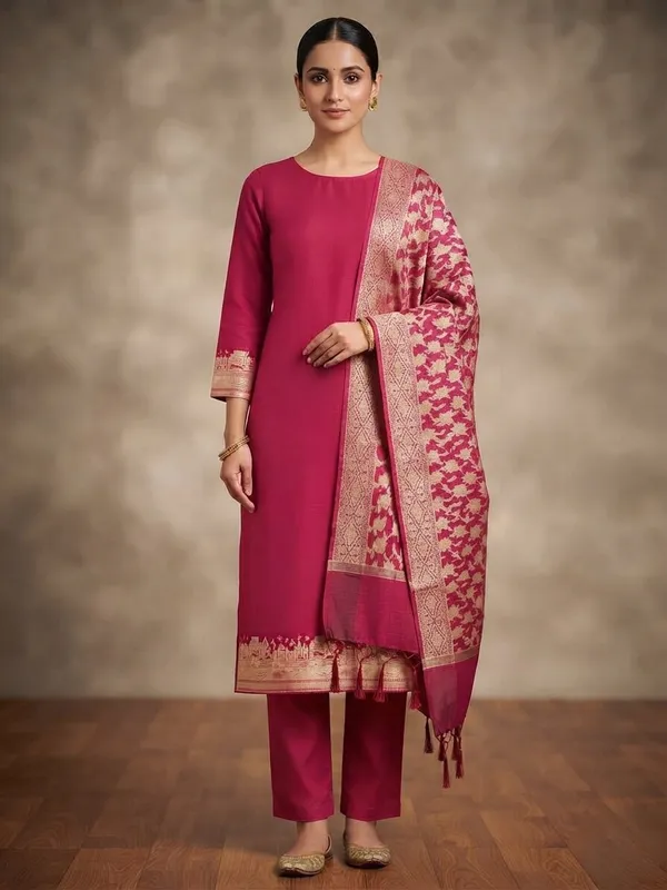 Ranipink_Banarasi_Unstitched_Suit_Fabric_|_Cotton_Silk_Dress_Material_with_Zari_Weaving