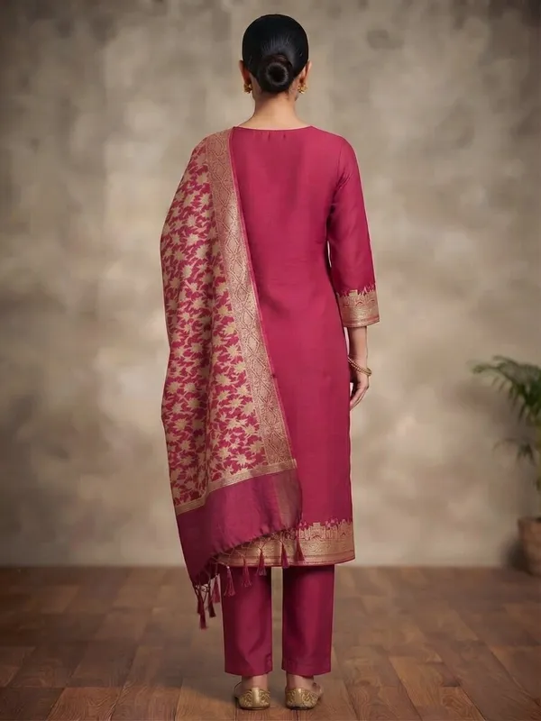 Ranipink_Banarasi_Unstitched_Suit_Fabric_|_Cotton_Silk_Dress_Material_with_Zari_Weaving
