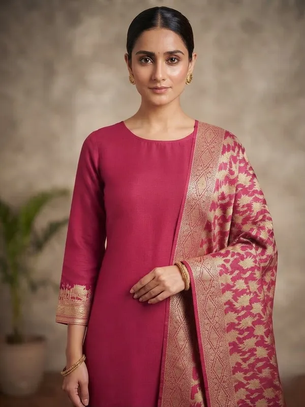 Ranipink_Banarasi_Unstitched_Suit_Fabric_|_Cotton_Silk_Dress_Material_with_Zari_Weaving