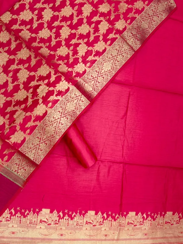 Ranipink_Banarasi_Unstitched_Suit_Fabric_|_Cotton_Silk_Dress_Material_with_Zari_Weaving