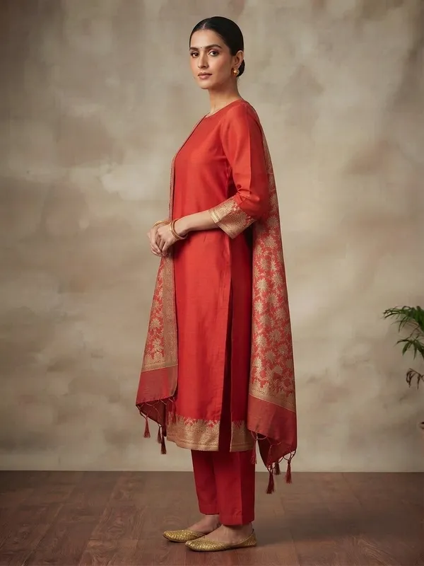 Red_Banarasi_Unstitched_Suit_Fabric_|_Cotton_Silk_Dress_Material_with_Zari_Weaving