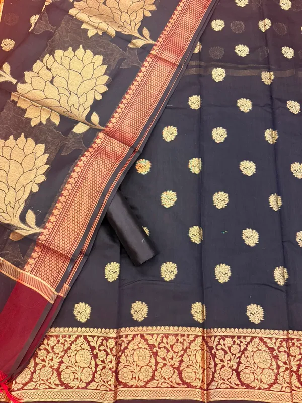 Black_Banarasi_Unstitched_Suit_Fabric_|_Cotton_Silk_Dress_Material_with_Zari_Weaving