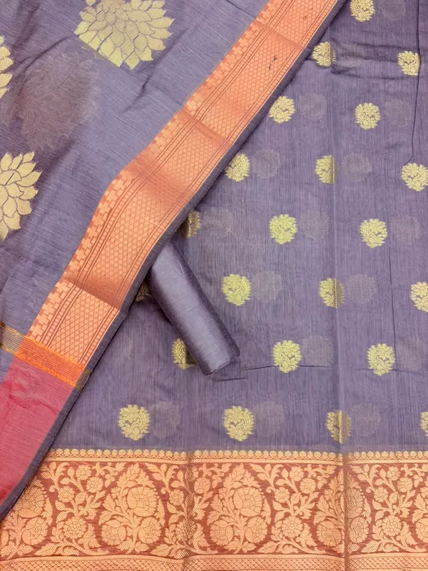 Grey_Banarasi_Unstitched_Suit_Fabric_|_Cotton_Silk_Dress_Material_with_Zari_Weaving