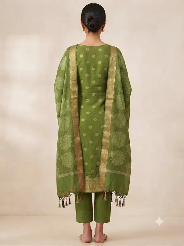 Mehendi_Banarasi_Unstitched_Suit_Fabric_|_Cotton_Silk_Dress_Material_with_Zari_Weaving