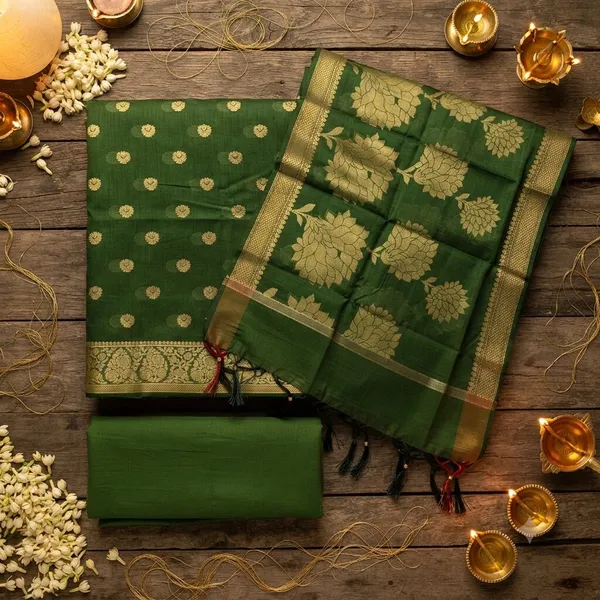 Mehendi_Banarasi_Unstitched_Suit_Fabric_|_Cotton_Silk_Dress_Material_with_Zari_Weaving
