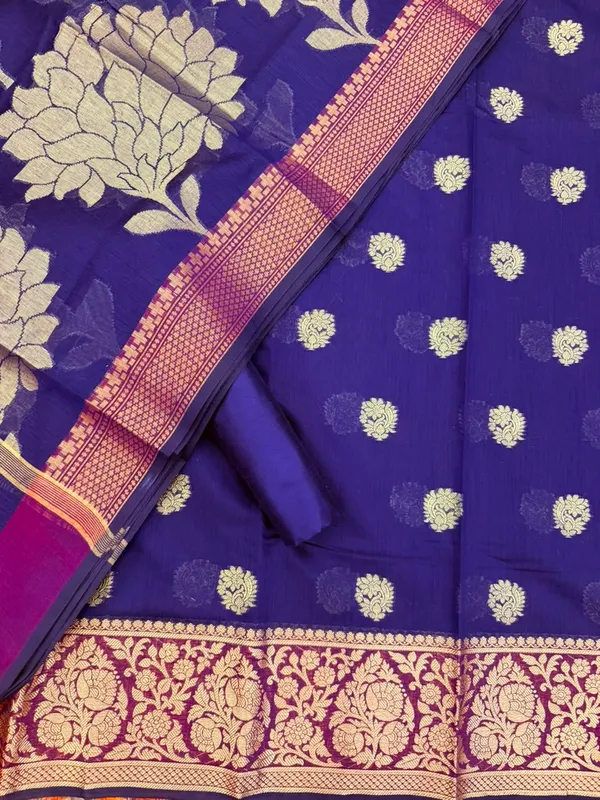 Navy_blue_Banarasi_Unstitched_Suit_Fabric_|_Cotton_Silk_Dress_Material_with_Zari_Weaving