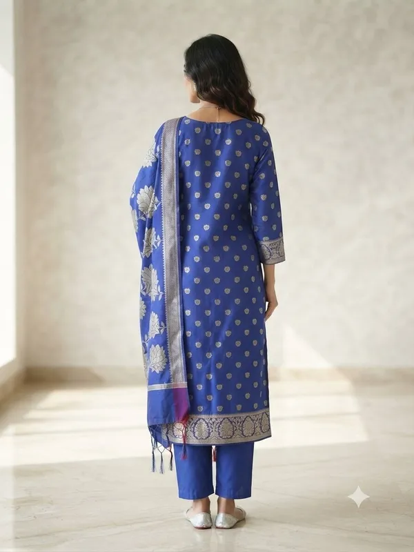 Royal_Blue_Unstitched_Suit_Fabric_|_Cotton_Silk_Dress_Material_with_Zari_Weaving