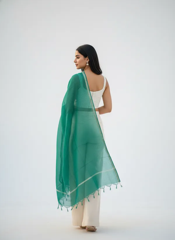 Green_Banarasi_Plain_Dupatta_with_Zari_Border_for_Women_|_Lightweight_Traditional_Ethnic_Dupatta
