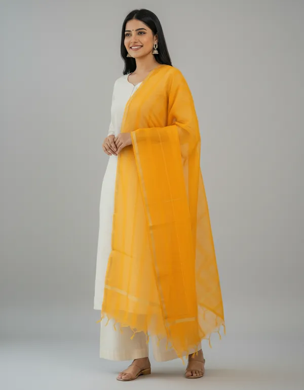 Yellow_Banarasi_Moonga_Check_Dupatta_For_Women