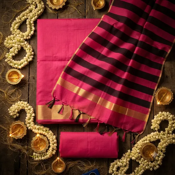 Rani_Pink_Banarasi_Cotton_Silk_Plain_Zari_Border_Unstitched_Suit_Set_with_Dupatta_|_Womens_Festive_Ethnic_Wear