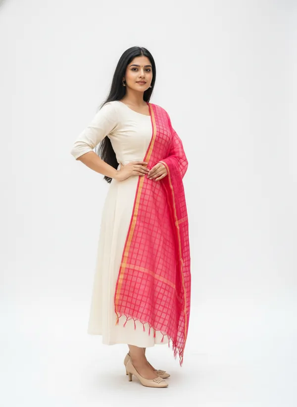 Rani_Banarasi_Bada_Check_/_Self-Color_Checkered_Dupatta_For_Women
