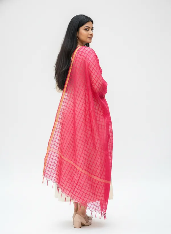 Rani_Banarasi_Bada_Check_/_Self-Color_Checkered_Dupatta_For_Women