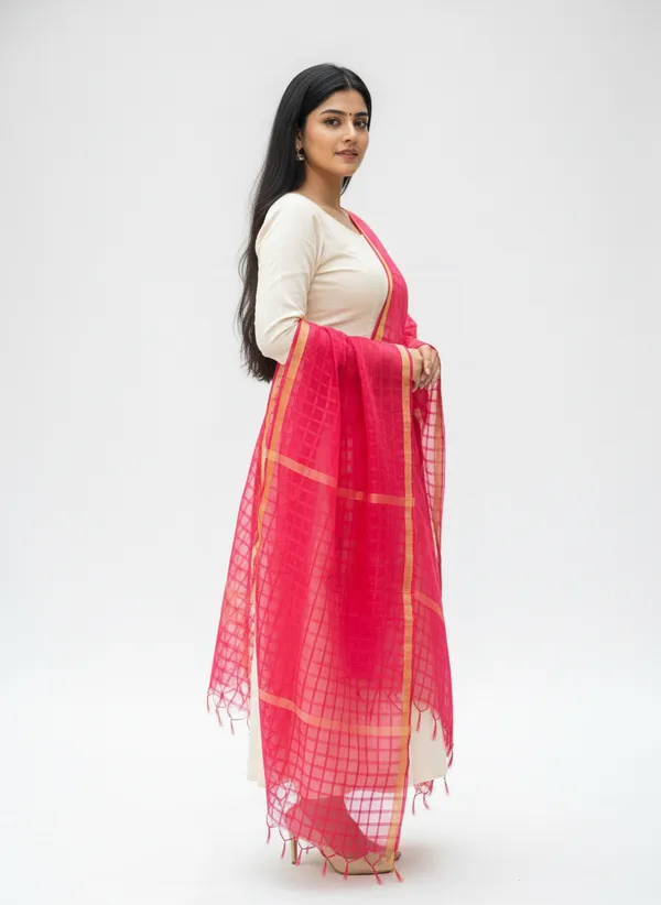 Rani_Banarasi_Bada_Check_/_Self-Color_Checkered_Dupatta_For_Women