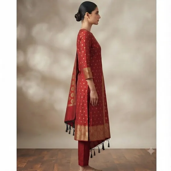 Maroon_Banarasi_Cotton_Silk_Unstitched_Suit_With_Dupatta_For_Women