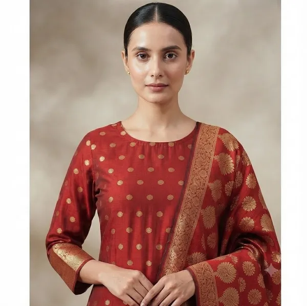 Maroon_Banarasi_Cotton_Silk_Unstitched_Suit_With_Dupatta_For_Women