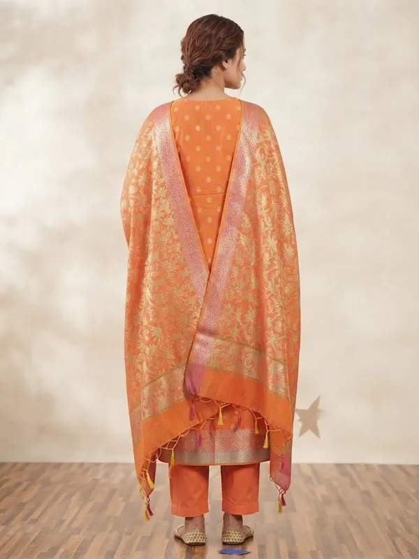 Peach_Banarasi_Unstitched_Suit_Fabric_|_Cotton_Silk_Dress_Material_with_Zari_Weaving