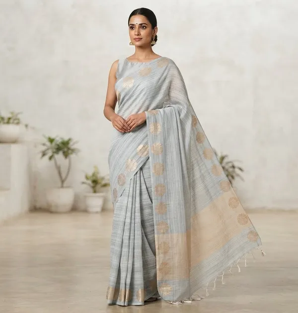 Grey_Banarasi_Premium_Khadi_Silk_Saree_||_Authentic_Indian_Silk_Saree