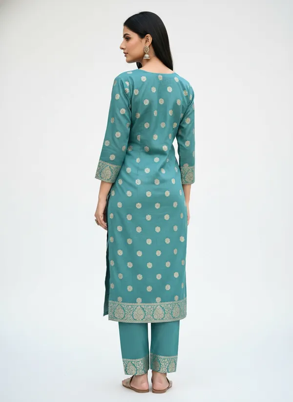 Sea_Green_Banarasi_Women's_Unstitched_Suit_Material_With_Dupatta_For_Women