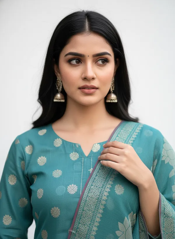 Sea_Green_Banarasi_Women's_Unstitched_Suit_Material_With_Dupatta_For_Women