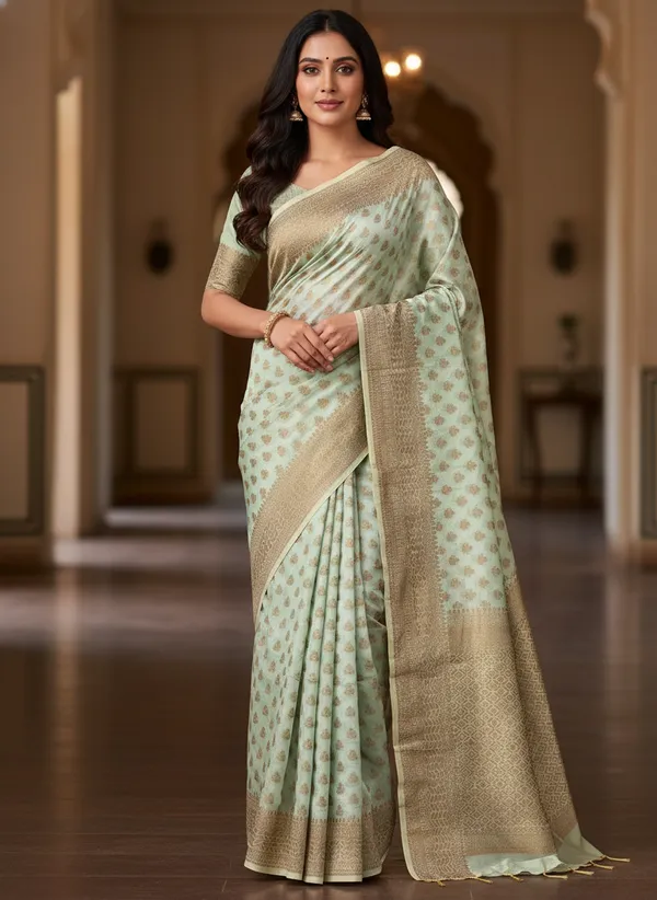 Pista_Banarasi_Kota_Silk_Zari_Weaved_Saree
