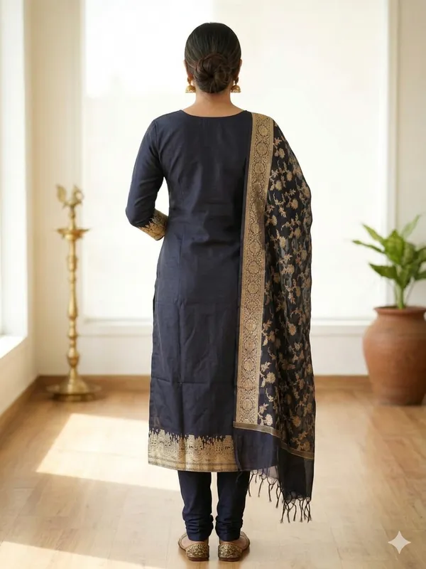 Black_Banarasi_Unstitched_Suit_Fabric_|_Cotton_Silk_Dress_Material_with_Zari_Weaving