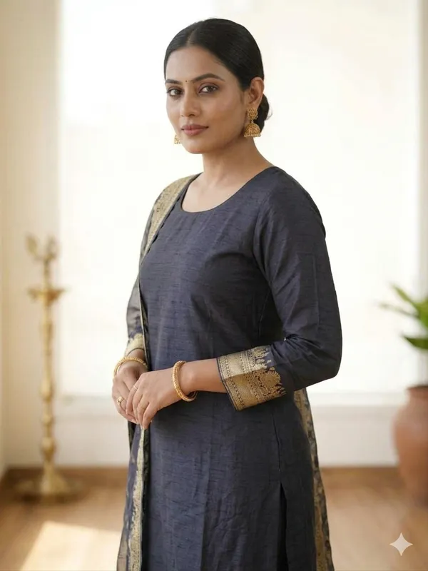 Black_Banarasi_Unstitched_Suit_Fabric_|_Cotton_Silk_Dress_Material_with_Zari_Weaving