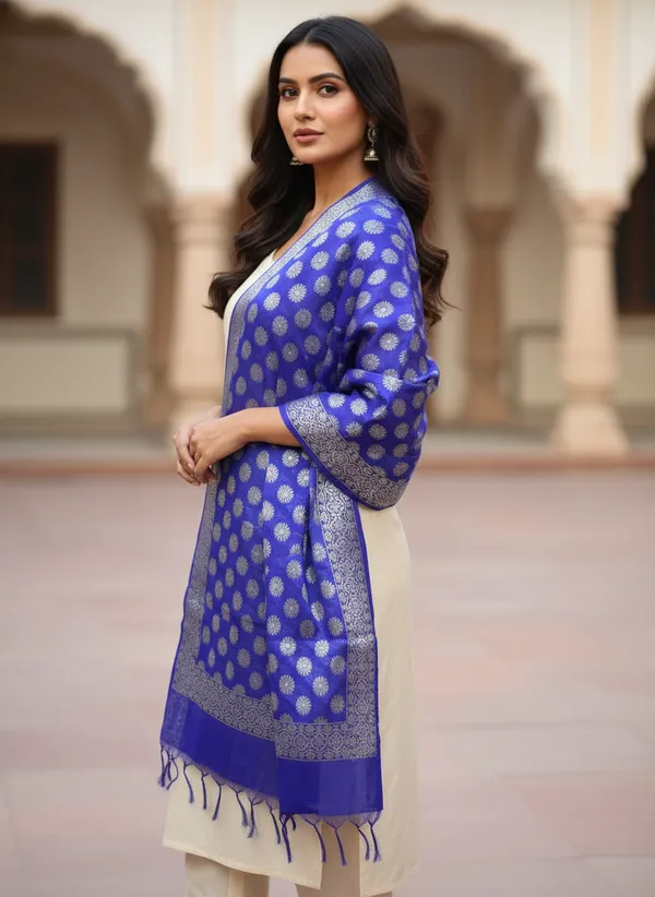 Royal_Blue_Banarasi_Cotton_Zari_Weaved_Stole