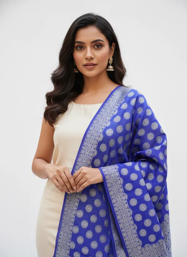 Royal_Blue_Banarasi_Cotton_Zari_Weaved_Stole