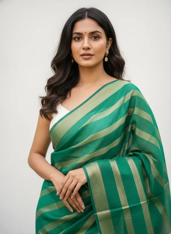Green_Banarasi_Stripe_Dupatta_For_Women