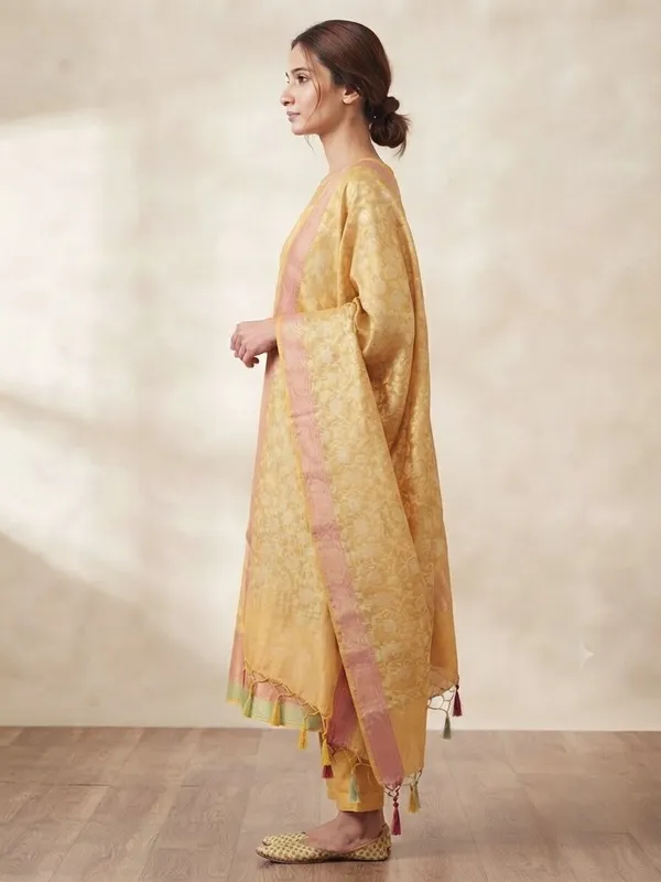 Beige_Banarasi_Cotton_Silk_Unstitched_Suit_Fabric_With_Dupatta_For_Women