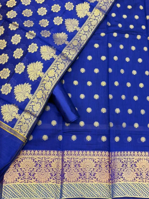 Royal_Blue_Banarasi_Cotton_Silk_Unstitched_Suit_With_Dupatta_For_Women