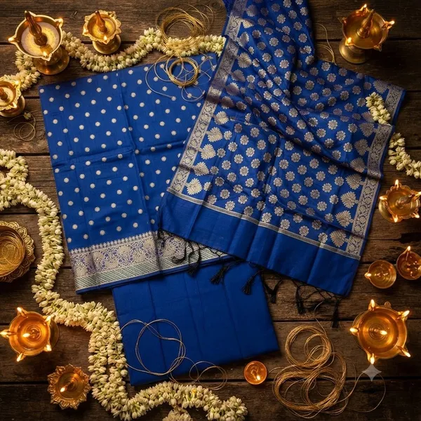 Royal_Blue_Banarasi_Cotton_Silk_Unstitched_Suit_With_Dupatta_For_Women