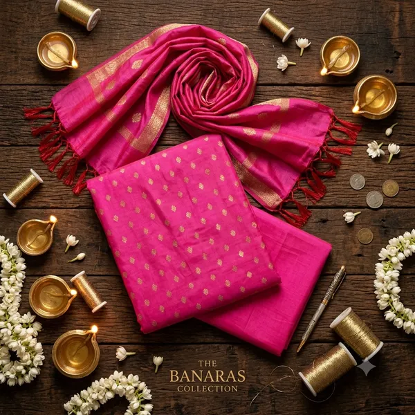 Rani_Pink_Banarasi_Unstitched_Suit_Fabric_|_Cotton_Silk_Dress_Material_with_Zari_Weaving