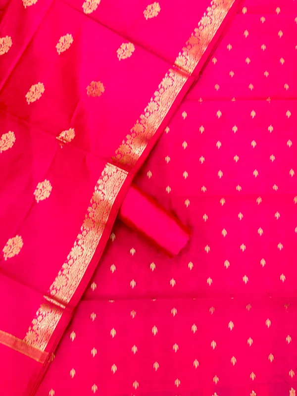 Rani_Pink_Banarasi_Unstitched_Suit_Fabric_|_Cotton_Silk_Dress_Material_with_Zari_Weaving