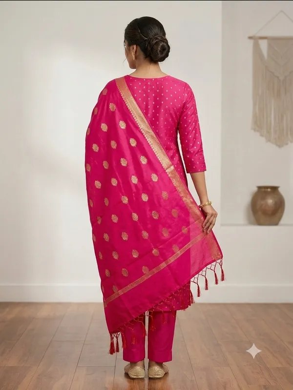 Rani_Pink_Banarasi_Unstitched_Suit_Fabric_|_Cotton_Silk_Dress_Material_with_Zari_Weaving