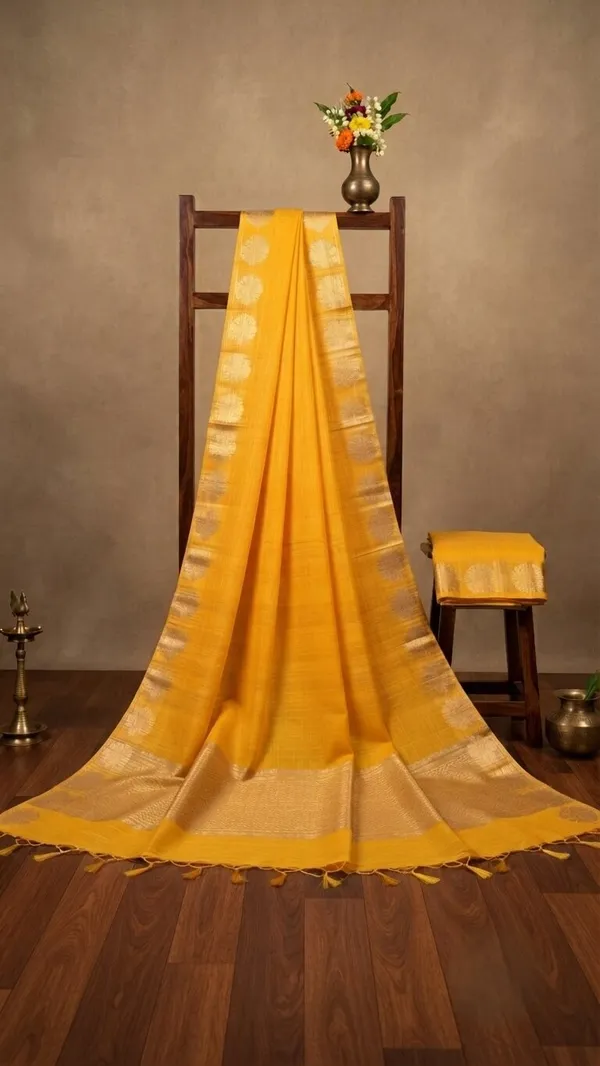 Yellow_Banarasi_Premium_Khadi_Silk_Saree_||_Authentic_Indian_Silk_Saree