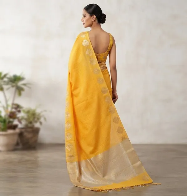 Yellow_Banarasi_Premium_Khadi_Silk_Saree_||_Authentic_Indian_Silk_Saree
