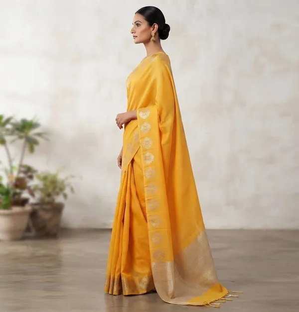 Yellow_Banarasi_Premium_Khadi_Silk_Saree_||_Authentic_Indian_Silk_Saree