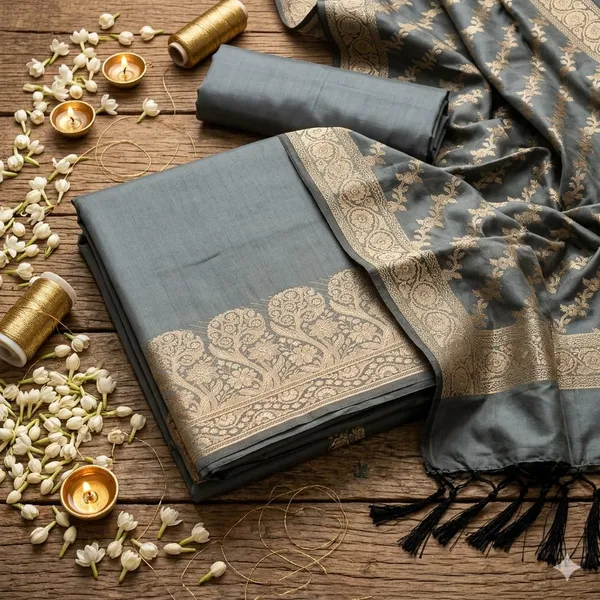 Teal_Blue_Banarasi_Unstitched_Suit_Fabric_|_Cotton_Silk_Dress_Material_with_Zari_Weaving