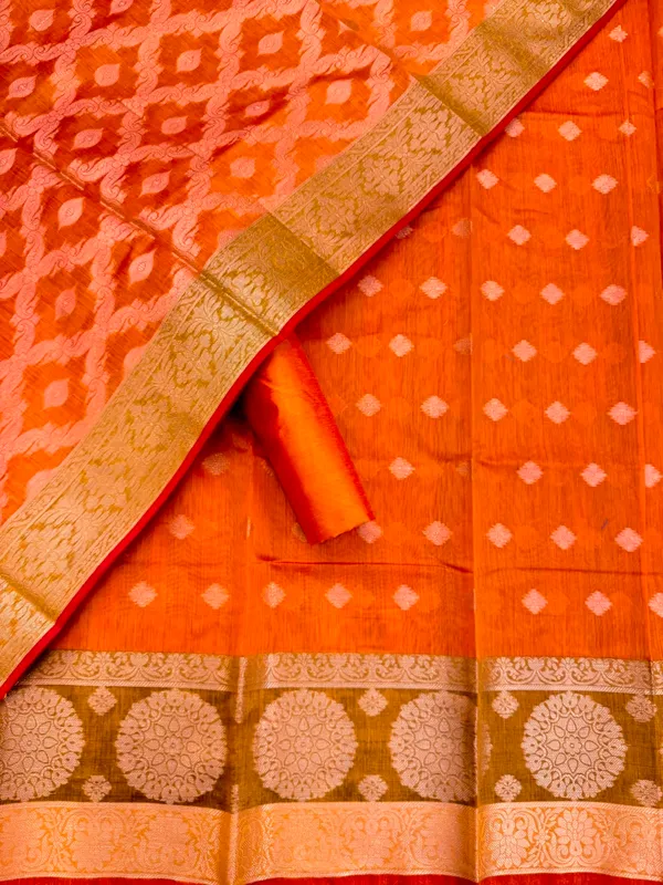 Mustard_Yellow_Banarasi_Women's_Unstitched_Suit_Material_With_Dupatta_For_Women