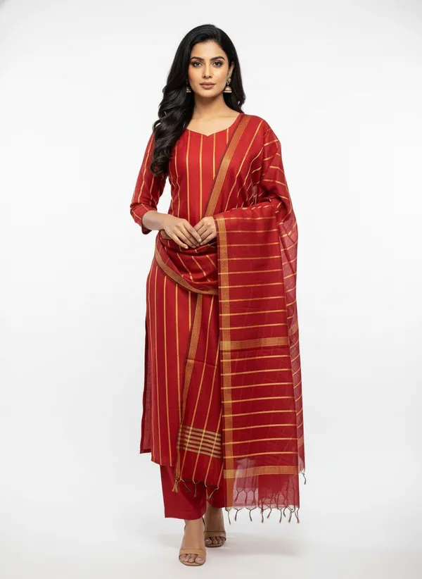 Maroon_Banarasi_Cotton_Silk_Unstitched_Suit_Set_with_Dupatta_For_Women