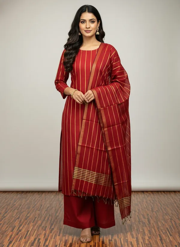 Maroon_Banarasi_Cotton_Silk_Unstitched_Suit_Set_with_Dupatta_For_Women